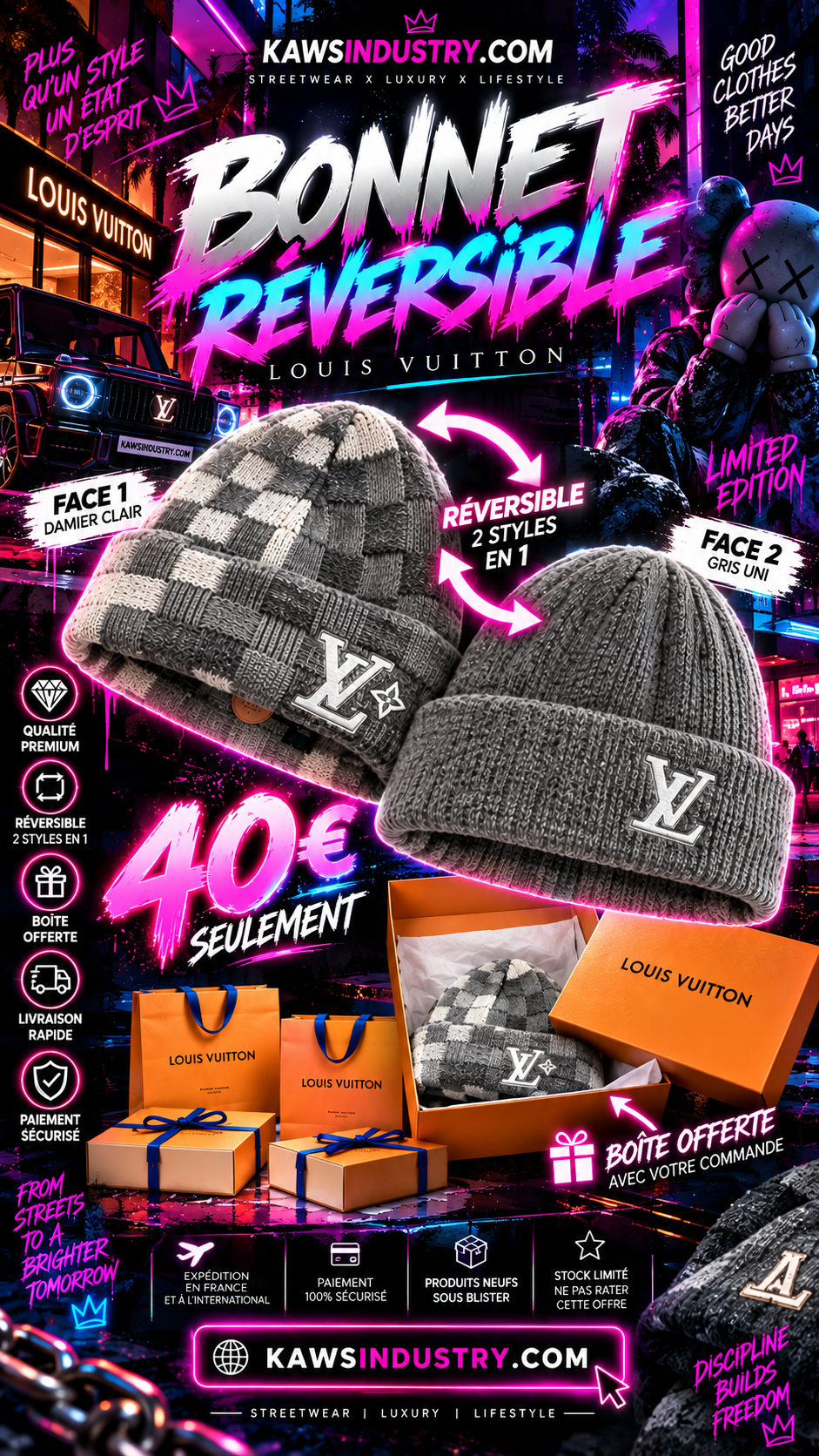 Bonnet LV réversible